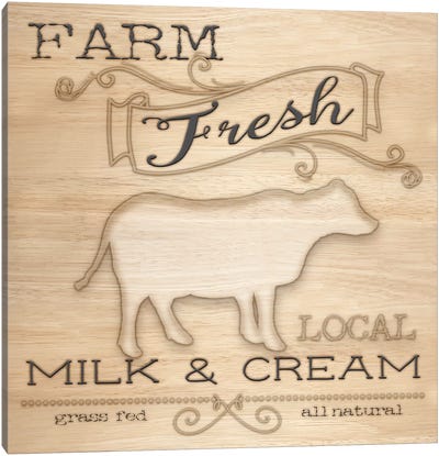 Country Organic Dairy I Canvas Art Print - Farmhouse Kitchen Art