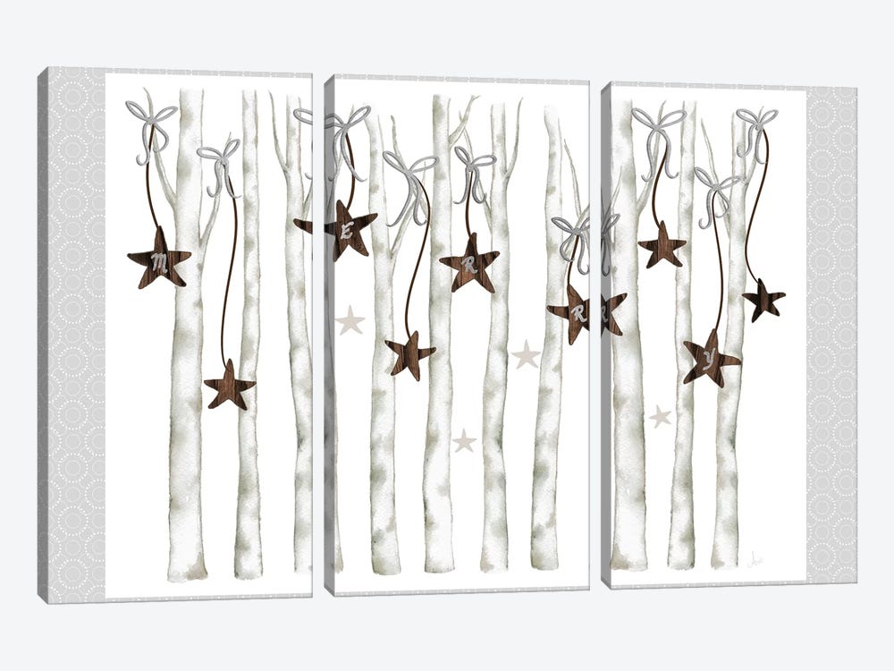 Merry And Bright Birch Trees I by Andi Metz 3-piece Canvas Wall Art