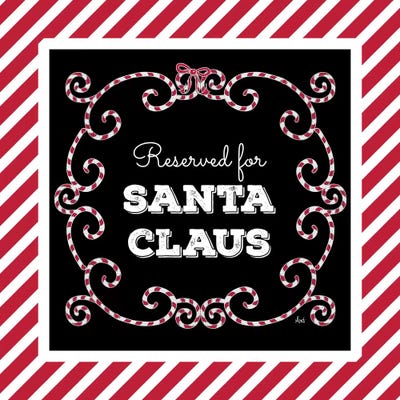 Reserved For Santa On Candy Cane Red Stripes by Andi Metz art print