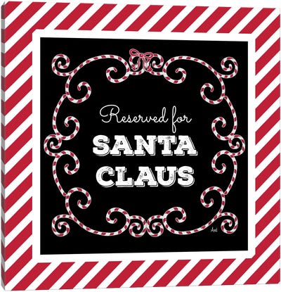 Reserved For Santa On Candy Cane Red Stripes Canvas Art Print - Andi Metz