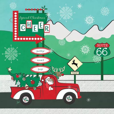 Retro Santa DrivIng II by Andi Metz canvas print