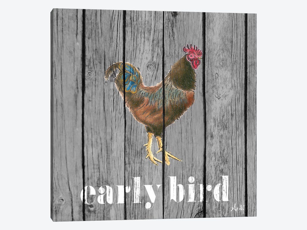 Early Bird Rooster 1-piece Canvas Artwork