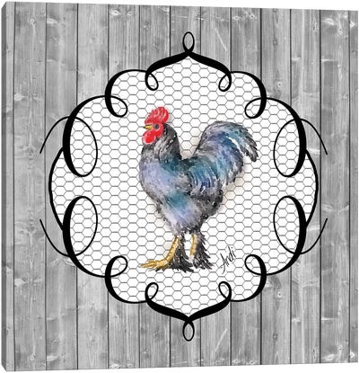 Rooster On The Roost II Canvas Art Print - Modern Farmhouse Bedroom Art