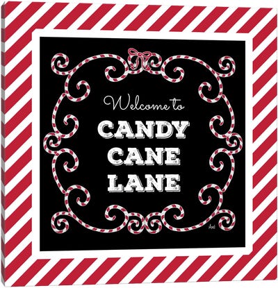 Welcome To Candy Cane Lane Canvas Art Print - Christmas Signs & Sentiments