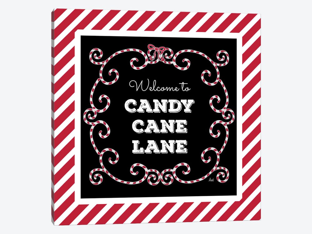 Welcome To Candy Cane Lane by Andi Metz 1-piece Canvas Artwork