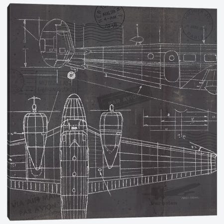 Plane Blueprint II Canvas Print #MFA11} by Marco Fabiano Canvas Art