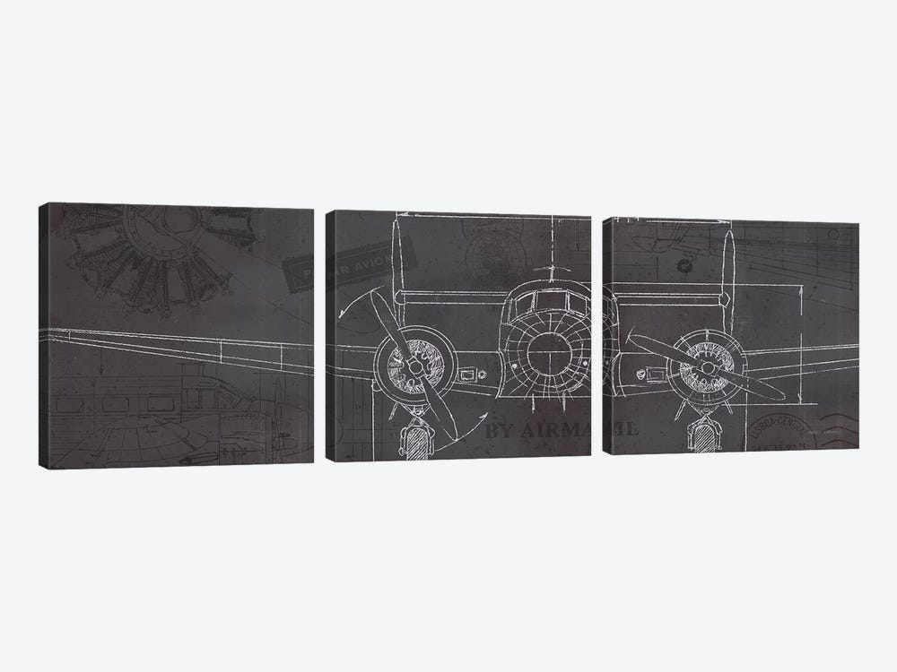 Plane Blueprint IV by Marco Fabiano 3-piece Art Print