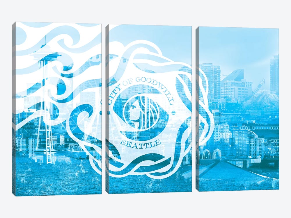 The Emerald City - Seattle - Seaport of the Northwest by 5by5collective 3-piece Canvas Artwork