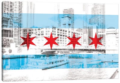 The Windy City - Chicago - The City of Big Shoiulders Canvas Art Print - Multicultural Flag Carnival