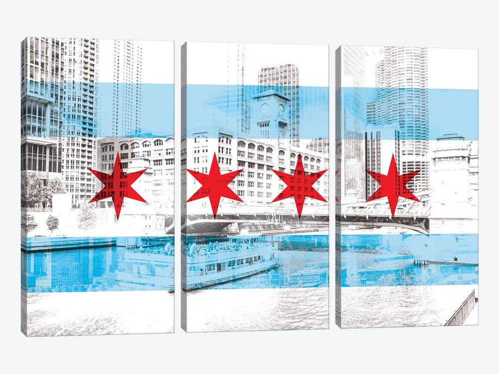 The Windy City - Chicago - The City of Big Shoiulders by 5by5collective 3-piece Canvas Art