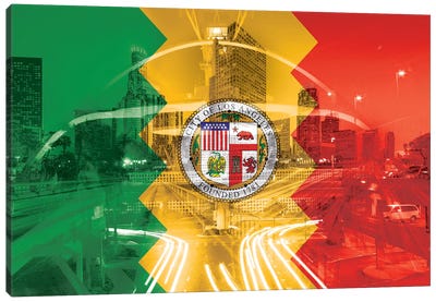 The City of Angels - Los Angeles - Where Dreams Come True Canvas Art Print - Multicultural Flag Carnival