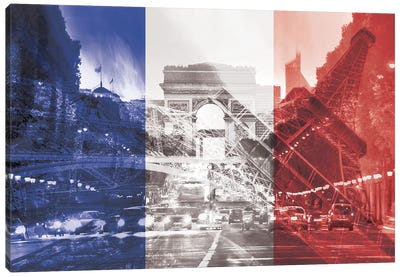 The City of Love - Paris - Where Romace Blossoms Canvas Art Print - Flag Art