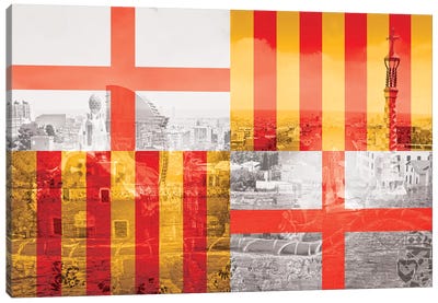 The City of Counts - Barcelona - A Medieval Beauty Canvas Art Print - Multicultural Flag Carnival