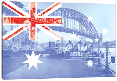 The Harbour City - Sydney - New South Wales Canvas Art Print - Flag Art