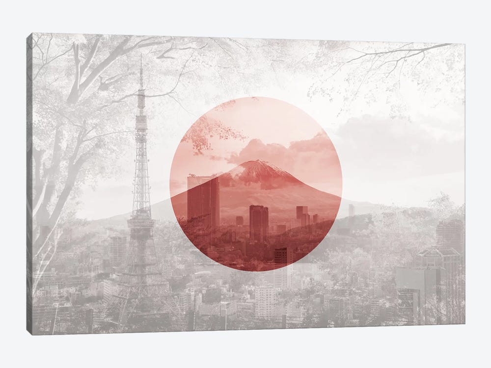 Rising Sun of Yamato - Tokyo by 5by5collective 1-piece Canvas Art