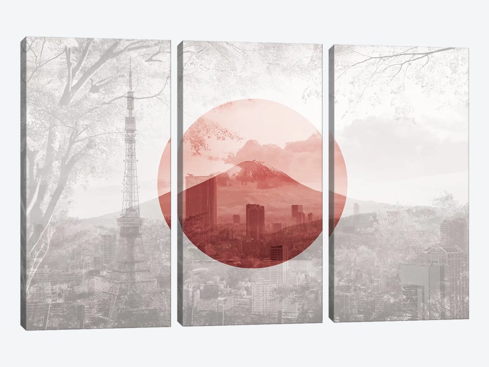 Rising Sun of Yamato - Tokyo by 5by5collective 3-piece Canvas Art
