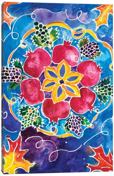 Pomegranates And Grapes Canvas Art Print - Pomegranate Art