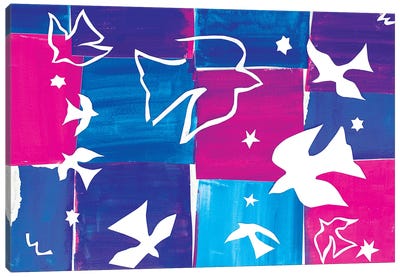 Doves A La Matisse Canvas Art Print - Michele Pulver Feldman