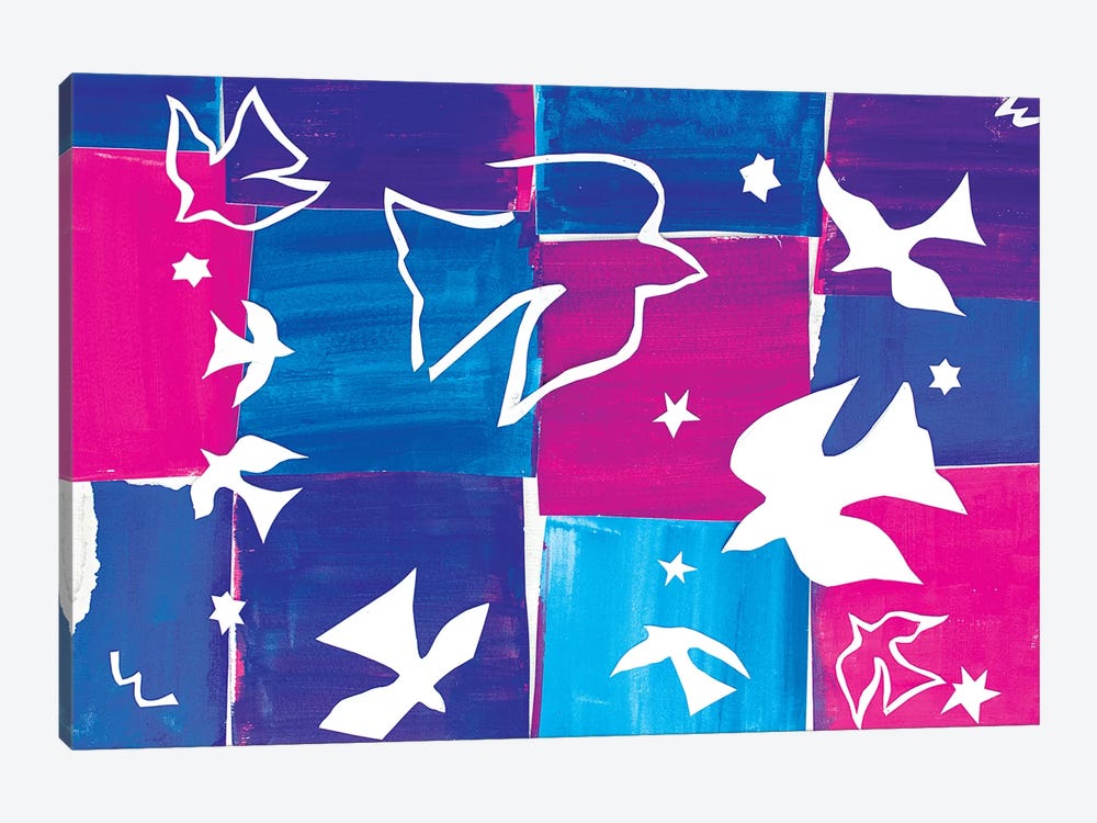 Doves A La Matisse by Michele Pulver Feldman 1-piece Canvas Wall Art