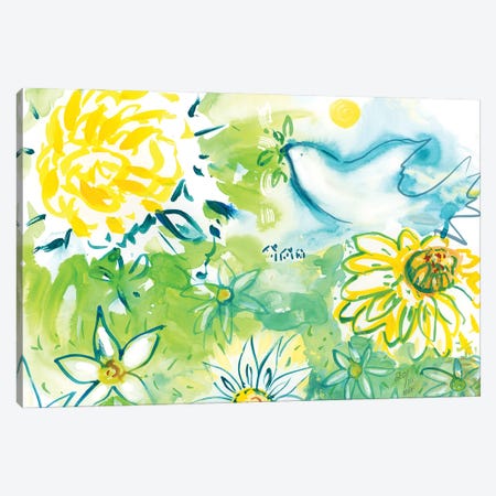 Dove And Daisies Canvas Print #MFE53} by Michele Pulver Feldman Canvas Artwork