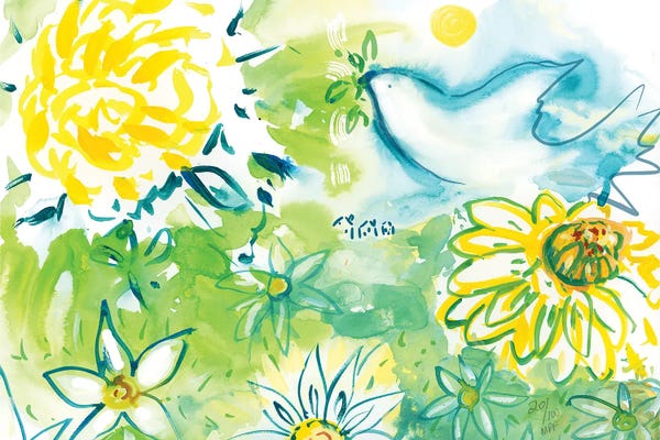 Daisies: Dove And Daisies by Michele Pulver Feldman