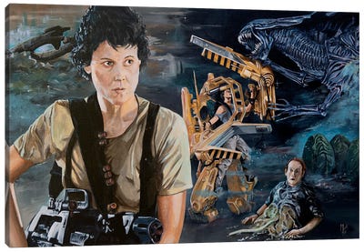 Aliens Canvas Art Print - Mark Fox