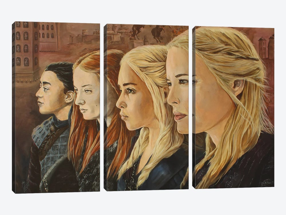 Dames Of Thrones by Mark Fox 3-piece Canvas Wall Art