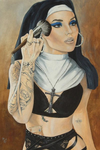 Wicked Nun VII by Mark Fox framed canvas print