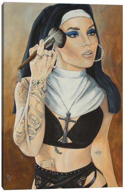 Wicked Nun VII Canvas Art Print - Make-Up Art