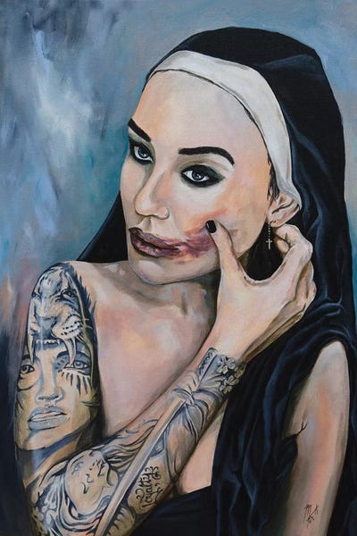 Wicked Nun 4 by Mark Fox framed canvas print