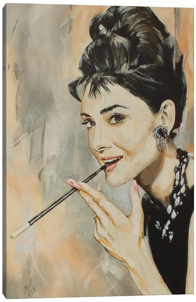Audrey Canvas Art Print - Classic Movie Art