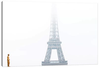 Eiffel In The Misty Morning Canvas Art Print - Magdalena Martin