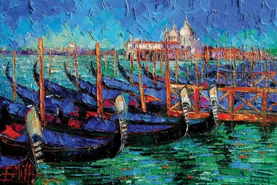 Venice Gondolas And Santa Maria Della Salute by Mona Edulesco framed wall art