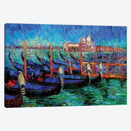Venice Gondolas And Santa Maria Della Salute Canvas Print #MGE100} by Mona Edulesco Canvas Artwork