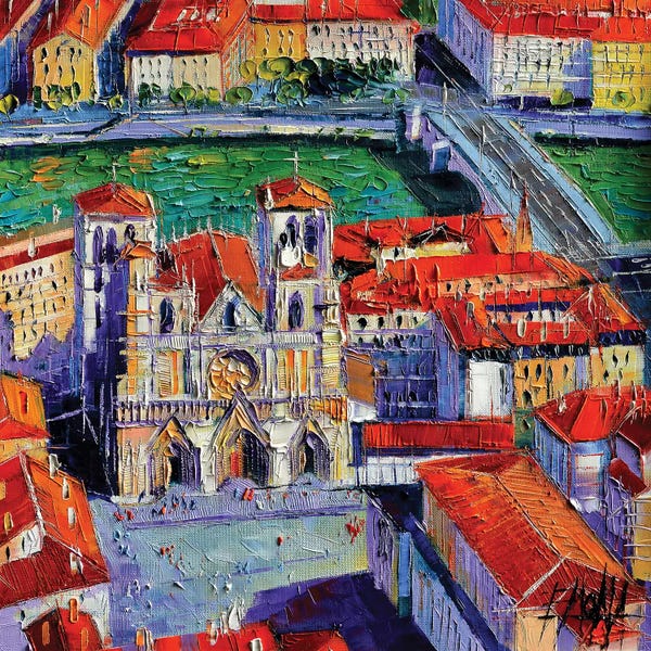 Auvergne-Rhône-Alpes: View Over Cathedral Saint-Jean, Lyon by Mona Edulesco