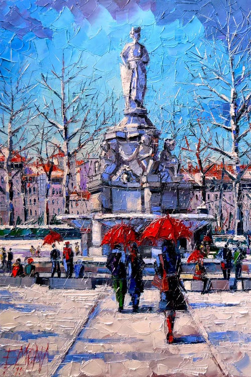 Winter City Scene - The Square Maréchal Lyautey In Lyon by Mona Edulesco wall art