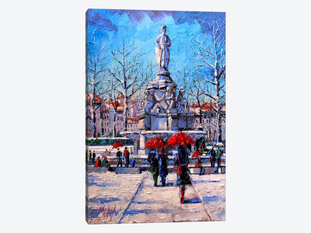 Winter City Scene - The Square Maréchal Lyautey In Lyon by Mona Edulesco 1-piece Art Print