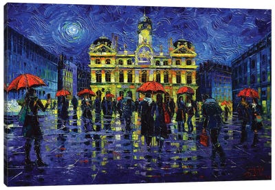 Nightfall Over Lyon Canvas Art Print - Mona Edulesco