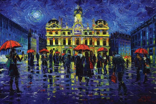 Starry Night Collection: Nightfall Over Lyon by Mona Edulesco