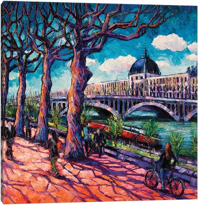 Promenade Along The Rhône Canvas Art Print - Mona Edulesco
