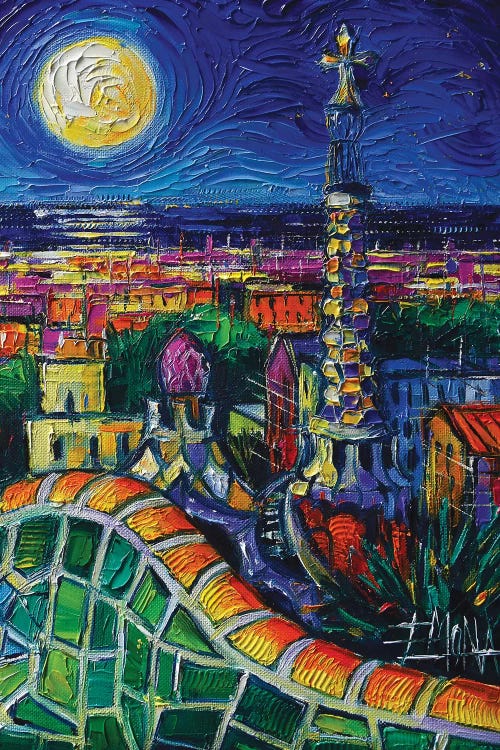 Barcelona Nightscape by Mona Edulesco canvas print