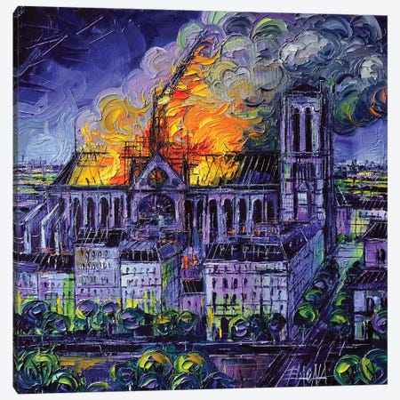 Notre Dame De Paris Fire Canvas Print #MGE118} by Mona Edulesco Canvas Art Print