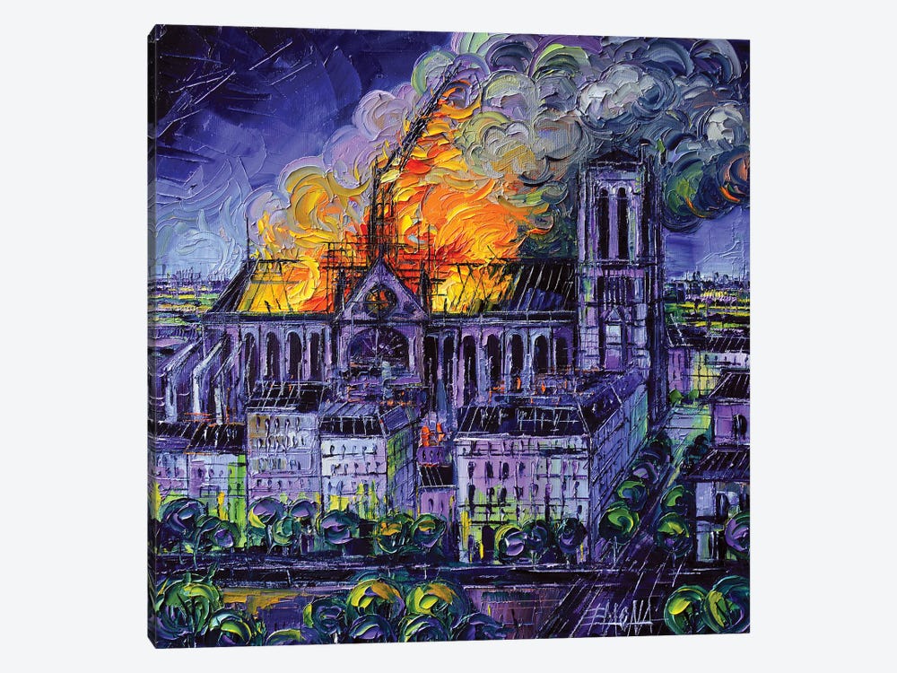 Notre Dame De Paris Fire by Mona Edulesco 1-piece Canvas Print