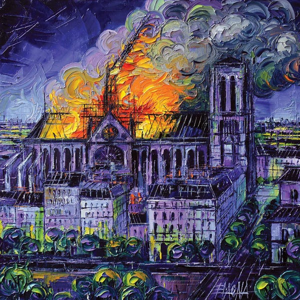 Notre Dame Cathedral: Notre Dame De Paris Fire by Mona Edulesco
