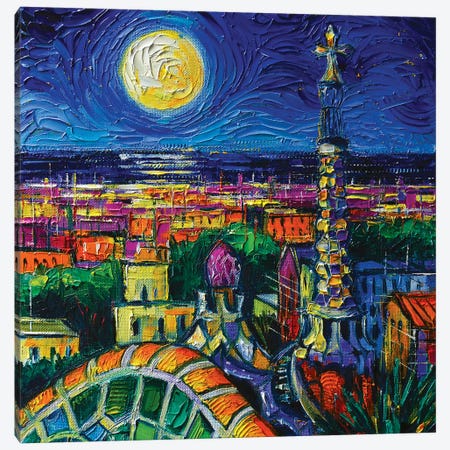 Barcelona Full Moon Canvas Print #MGE119} by Mona Edulesco Canvas Art Print