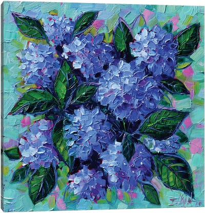 Blue Hydrangeas Canvas Art Print - Bouquet Art