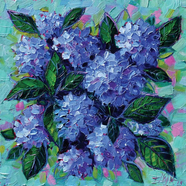 Abstract Floral & Botanical: Blue Hydrangeas by Mona Edulesco