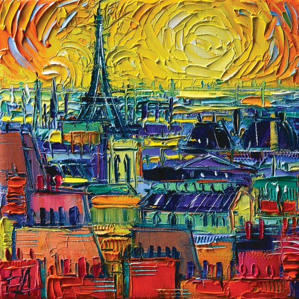 Intense Impressionism: Paris Rooftops View From Pompidou by Mona Edulesco