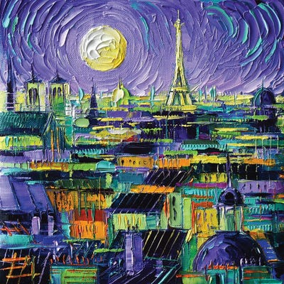 Paris Purple Night by Mona Edulesco framed wall art