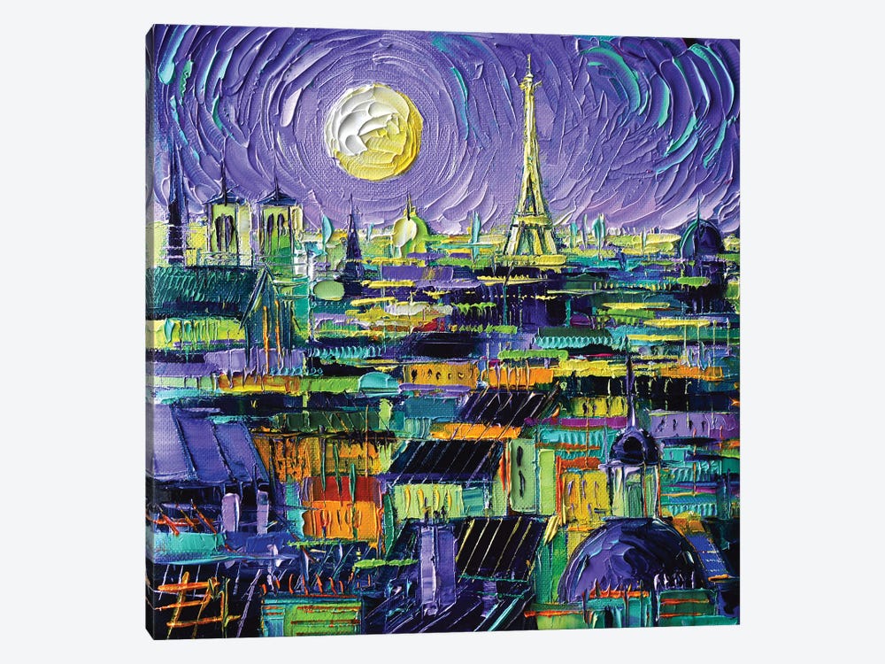 Paris Purple Night by Mona Edulesco 1-piece Canvas Print